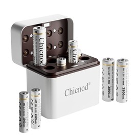 CHICNOD Rechargeable 4AA and 4AAA Batteries with Charger, Ni-MH 2800mAh AA 1000mAh AAA, 1.2V Double A Triple A Batteries, High Capacity Low Self Discharge, USB-C Fast Charging