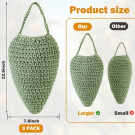 3 Pack Crochet Fake Wasp Nest, Faux Hanging Wasp Hornets Hive Nests Artificial Waterproof Wasp Nest Decoration for Patio Eaves Yard Home (Green)