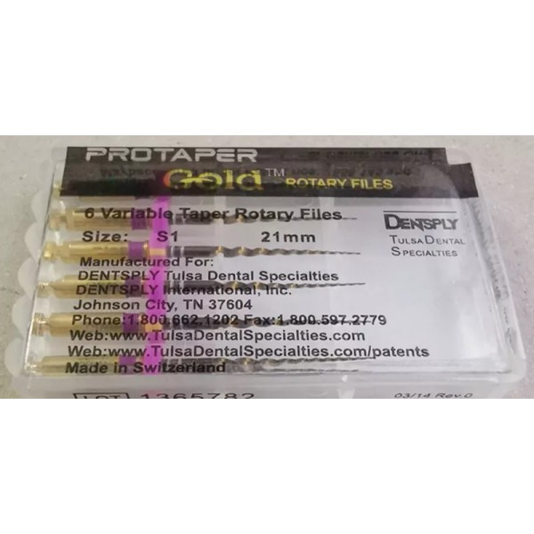 DENTSPLY Protaper Gold Rotary Files 21mm S1 Dentsply Tulsa Assorted