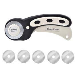 CTForest Black Rotary Cutter Fabric, Rotary Cutter, with Five Replacement Blades, Suitable for Cutting Paper, Fabric, Leather, etc