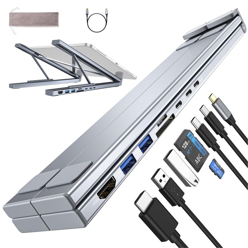SZZCNOX USB-C Docking Station Laptop Stand, 8-in-1 USB C Hub