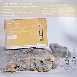 VALQUER Lifting Flash Serum Facial en Ampollas. Antiarrugas Efecto Lifting Inmediato, Acción Rejuvenecedora y Reafirmante con Ácido Hialurónico para Todo Tipo de Piel. Pack de 5 unidades de 2 ml.