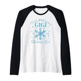 Gigi of The Birthday Girl Snowflakes Winter Onederland Raglan Baseball Tee
