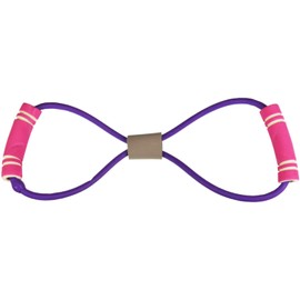 Exercise Fitness Resistance Yoga Boxing Elastic Rubber Band with Handles, Purple/Pink