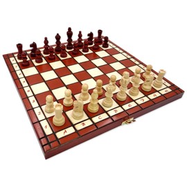 Amazinggirl Chess Board Set, Foldable, Wood with Chess Figures, Large, for Children and Adults