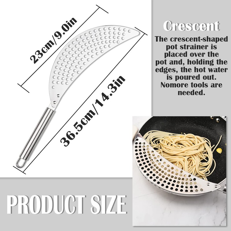 DOERDO Pasta Strainer with Handle, Handheld Stainless Steel Pasta Strainer