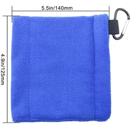 FMHXG Golf Ball Cleaning Towel Blue Fiber 5.5 inches Outdoor Hooked Sport 2 in 1 Wet Dry Compact Pocket Towel Portable Ball Cleaning Accessory