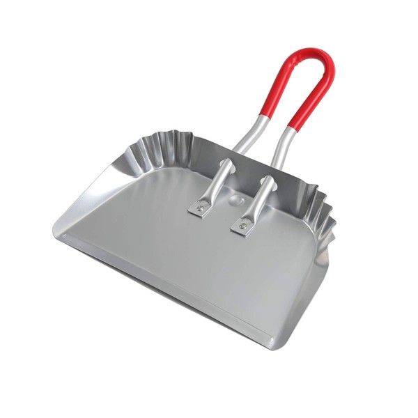 TOP DOG Metal Dustpan 17”, Aluminum Dust Pans Heavy Duty Does not Chip or Bend Sheet Metal Edge Flat Against Floor for Small Item Sweeping Rubber Coated Easy to Grasp Handle (1pc)