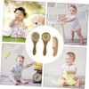 NOLITOY Baby Hair Brush Suit 3 in 1 Wooden Handle