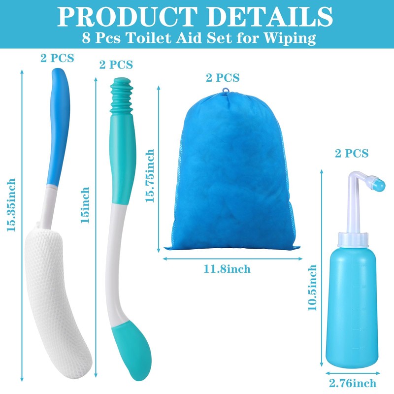 Sunnyray 8 Pcs Toilet Aids Kit for Wiping Include 2