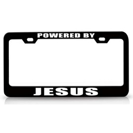 Custom Brother - Powered by Jesus Metal Car SUV Truck License Plate Frame Bl g37