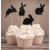 Darling Souvenir, Glitter Black Easter Bunny Rabbit Cupcake Toppers Dessert