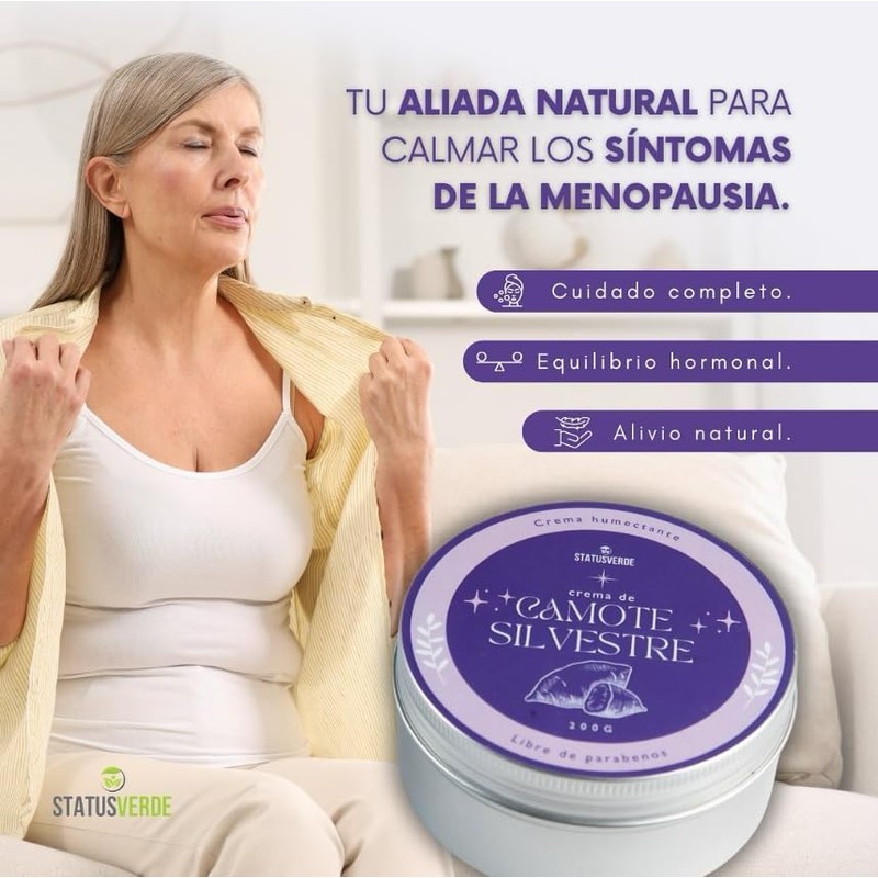 Crema Corporal Camote Silvestre Alivio Menopausia Síndrome Premenstrual Cuidado Hormonal