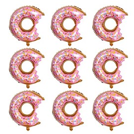 GLASNES 10Pcs Pink Donut Balloons for Donut Theme Birthday Baby Shower Wedding Party Supplies