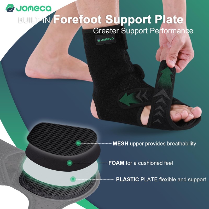 JOMECA Drop Foot Brace with Arch Support, Medical Grade Adjustable