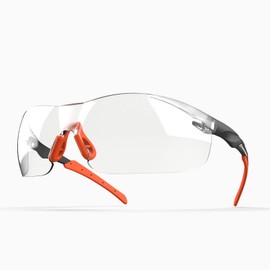 IMPACTABLE ANSI Z87.1 Safety Glasses, Anti-Fog UV Impact Scratch Resistant for Eye Protection at Work, Sport, Shooting, Pickleball, Clear Wraparound Lenses, No-Slip Nose Grip, Black and Orange, 1 Pack