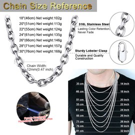 Womens Chunky Chain Necklace Silver Thick Chain Necklace for Women