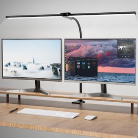 Hensam Desk Lamp for Office Home, 31.5" Desktop Lighting Bar with Gooseneck, Clip on Desk Light with Clamp, Bright Dimmable Table Lamp for Study, Work, Computer, Monitor, Reading