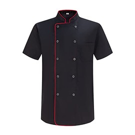 MISEMIYA - Men's Chefs Jacket - Men's Chefs Jacket - Hospitality Uniform 6821, Chef's Jacket 6821b - Black, XXL