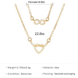 Aluinn Love Heart Layered Necklaces Bar Unlimited Necklace Fashion Gold Chain Necklace for Women
