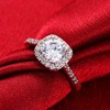 Koguxuix 925 Sterling Silver CZ Crystal Square Rings Wedding Rings