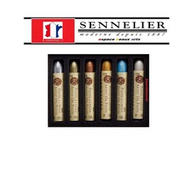 Sennelier Iridescent Oil Paddles, Assorted Colours, Pack of 6 - Artistic Quality (France Import) Made in France