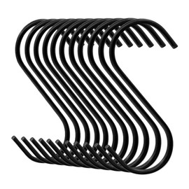 Fushing S Hooks Stainless Steel Kitchen Utensil Closet Metal Utensil Storage 10pcs (Black)