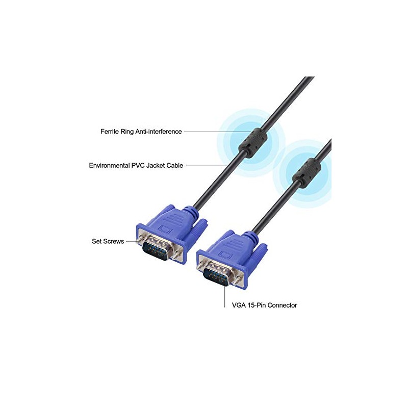 ENUODA Cable VGA azul de 15 pines con conector macho
