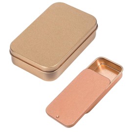 JYCY 2pcs Small Rectangular Metal Storage Boxes with Lids - Hinged Tins for Candy, Money, Coin, Key (golden)