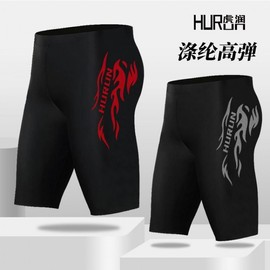 a659 Men's Plus Size Swim Trunks: New Summer Anti-Embarrassment Swimwear Hot Spring Red Flame + 3XL [60.00 Kg - 80.00 Kg] 10ea