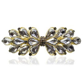 JULIYOOYOO Pasadores de Cristal para El Pelo para Mujeres Y Niñas, Elegantes Y con Estilo, con Diamantes de Imitación Incrustados (Gris)