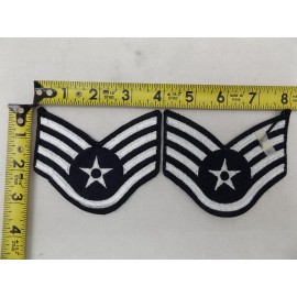 U.S AIR FORCE STAFF SERGEANT RANK INSIGNIA STRIPES MILITARY UNIFORM PATCHES PAIR