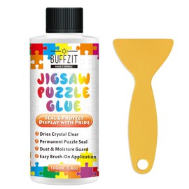 Jigsaw Puzzle Glue Clear – Puzzle Sealer Kit for Adults & Kids, Non-Toxic, Quick-Dry, Water-Soluble, Transparent Puzzle Adhesive, Preserves Completed Paper, Wood, Photo & Diamond Puzzles, 100ml/3.4oz