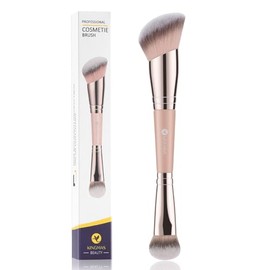 KINGMAS Foundation Brush, Dual-Ended Angled Makeup Brush for Foundation and Contour Blending Liquid Powder, Concealer Cream Cosmetics Blush, Cruelty Free Vegan (Pink)