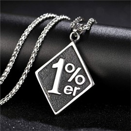 FIZIZDH Men's Cool Stainless Steel 1% er Pendant Necklace, 24 inch Keel Link Chain