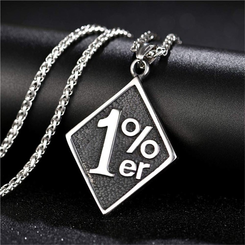 FIZIZDH Men's Cool Stainless Steel 1% er Pendant Necklace, 24