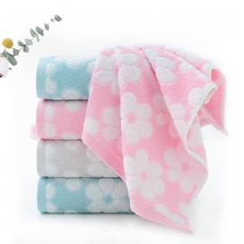 Pidada Hand Towels Set of 2 Floral Pattern 100% Cotton Soft Absorbent Hand Towel for Bathroom 13.4 x 29.1 Inch (Pink)