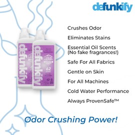 Laundry Detergent 62 Load/37.7 FlOz (2-Pack). 'Lavender' Liquid Laundry Detergent for Sensitive Skin. 'ProvenSafe' Laundry Soap Washing Detergent w/Odor & Stain Remover for Activewear & All Fabrics