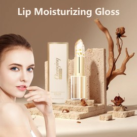 Transferproof Color Changing Lipstick, Gold Crystal Color Changing Lipstick, Gold Foil Moisturizing Gloss Lip Long Lasting 24 Hours Deep Nourishment, 1 PC