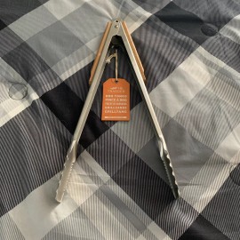 Traeger BBQ Grill Grilling Tongs, Silver with Brown 14.5"