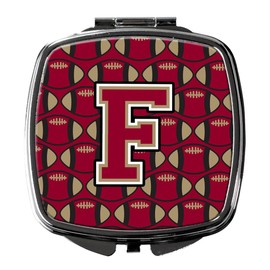 Caroline's Treasures Letter F Football Garnet and Gold Compact Travel Mirrors, Multicolor
