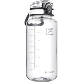 Fanhaw 32 Oz Clear Tritan Water Bottle with Chug Lid, BPA-free, Wide Mouth, Leak Proof - for Gym, Travel, Home, School, Office (Clear&White)