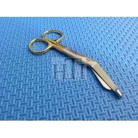 PREMIUM O.R GRADE GOLD HANDLE SUPERCUT LISTER BANDAGE SCISSORS 4.5" WITH ONE SERRATED BLADE (HTI BRAND)