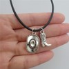 Cowboy Hat Charm Choker Necklace, Black Necklace, Cowboy Boot Pendant,