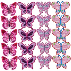 DOITOOL 20Pcs Butterfly Embroidery Patches for DIY Decor Multi Function Clothing Badges for Hats Bags and Apparel Strong Adhesion for Enhanced Durability