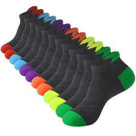 JOYNÉE Mens Ankle Athletic Running Tab Socks for Men 6 Pairs Low Cut Sports Workout Socks,Deep Grey,Sock Size 10-13