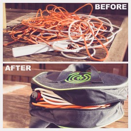 Luigi's Cable Storage Bag - Carry and Store Electric Hook Up Cables Charging Cords Water Hose EV Power Leads - 40cm (15 3/4") Diameter Cosy for Car or Caravan - Black