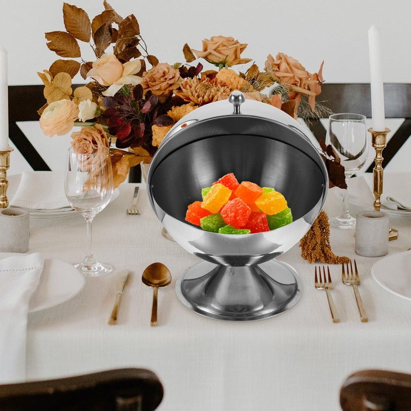 Stainless Steel Sugar Bowl with Roll Top Lid Kitchen Condiment