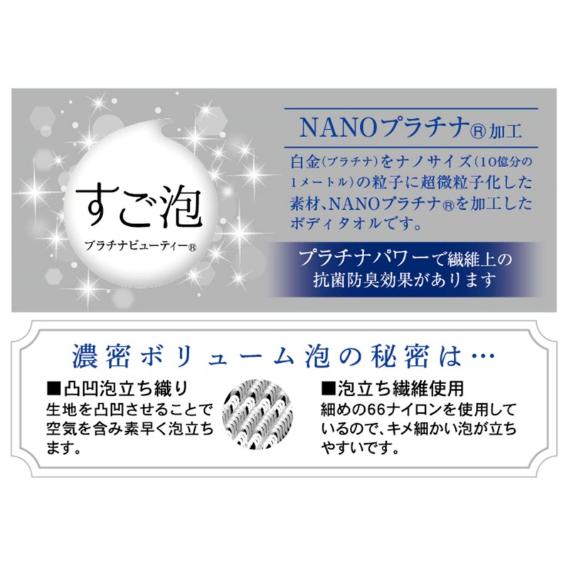 Towa Sangyo Super-Bubble(Sugo-Awa) IV Nylon Towel, Approx. 11.0 x 39.4