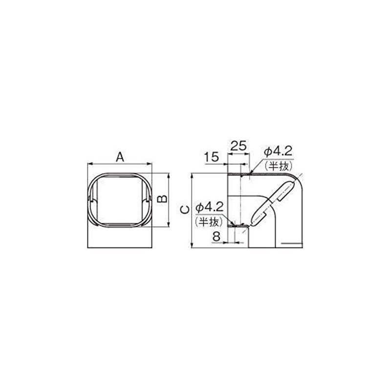 因幡電工 配管化粧カバー コーナー立面90° 立面90°曲り ホワイト LDC-70-W